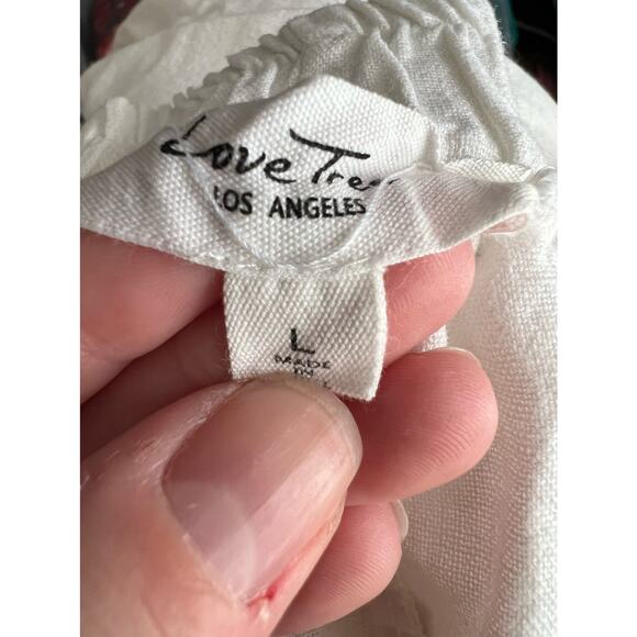 Love Tree Women's Linen Blend Melissa Pants Cropped Belted Pull-On White Size L - Picture 7 of 10